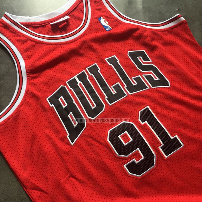 Camiseta Chicago Bulls Dennis Rodman NO 91 Mitchell & Ness 1997-98 Rojo